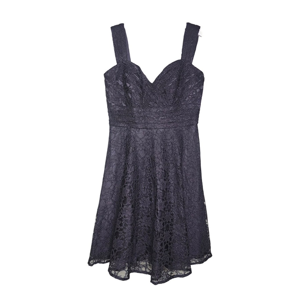 Morilee Madeline Gardner Dress Womens 14 Black Floral Lace A-Line Sweetheart NWT